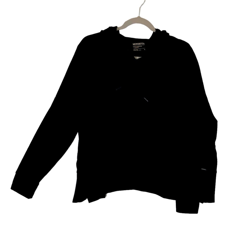 Mondetta Womens Hoodie XL Crop Performance Luxury Black Active Wear Lightweight